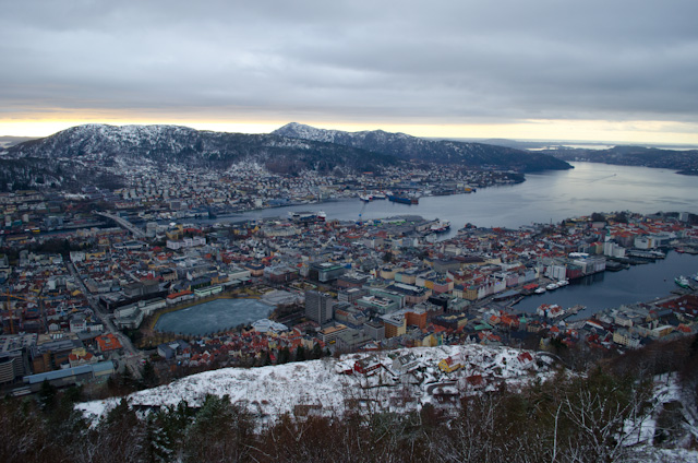 Beautiful Bergen, Norway on February 20, 2013. Can you spot Hurtiguruten's Midnatsol? Photo © 2013 Aaron Saunders