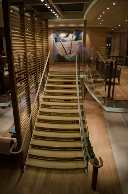 Wood accents and partitions replace the previous use of marble and stone aboard earlier Viking Longships, which seems to also improve acoustics. Photo © 2013 Aaron Saunders